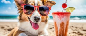 preppy dog on beach